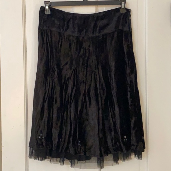 Sinequanone Vintage black velvet skirt with tule trim on bottom and sequins - Picture 1 of 7